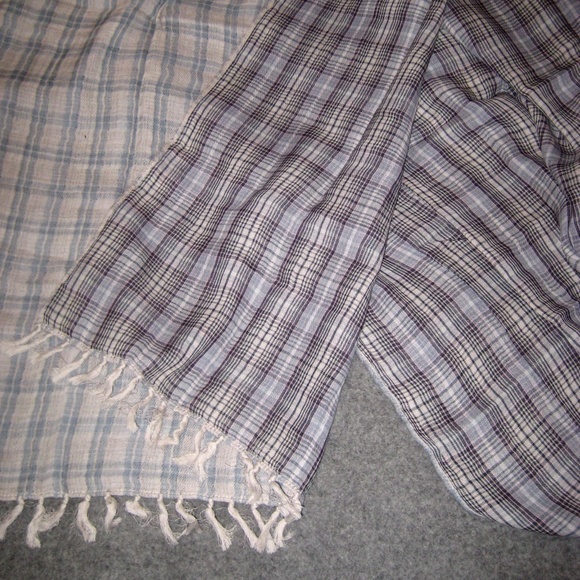 AllSaints Blue Check "Tolley" Scarf All Saints - Picture 7 of 8